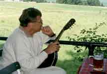 Playing the mandolin on an excursion with my group, south of Munich in 1998.